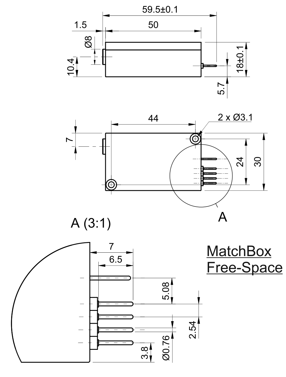 Drawing of 1064 NM SLM LASER (DPSS; FREE-SPACE)